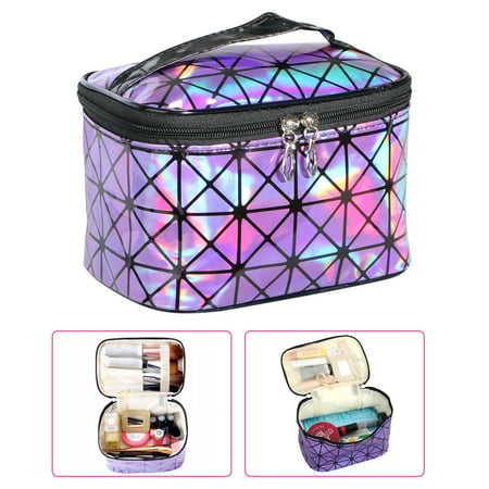 Travel Cosmetic Bag, Makeup Oil Case Pouch Jewelry Organizer for Women, Portable Multifunction Case Toiletry PU Leather Bags