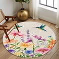 thumbnail image 2 of Round Rugs 5Ft, Botanical Flower Round Area Rug Washable Indoor Throw Carpet, Watercolor Floral Bird Butterfly Plant Soft Non Slip Circle Rug for Cabinet Bathroom Home Decor Aesthetic, 2 of 8