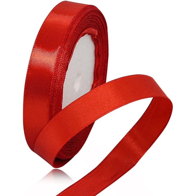 LAICAIW Solid Color Red Satin Ribbon, 5/8 Inches x 25 Yards Fabric Satin Ribbon for Gift Wrapping, Crafts, Hair Bows Making, Wreath, Wedding Party Decoration and Other Sewing Projects