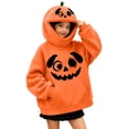 thumbnail image 2 of LEKWK Cute Hoodies for Teen Girls Funny Pumpkin Graphic Print Oversized Sweatshirt Drop Shoulder Warm Halloween Costume Holiday Party Casual 5-16Y, 2 of 7