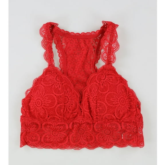 American Eagle Womens Lace Straps Bralette, Red, X-Small