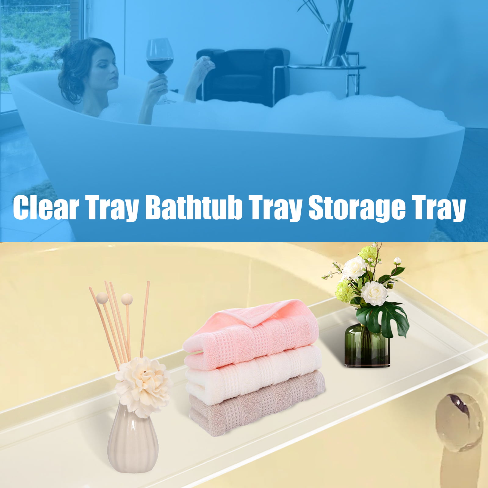 Bathroom Artificial Acrylic Stone Bath Caddy Tray Bathtub Rack