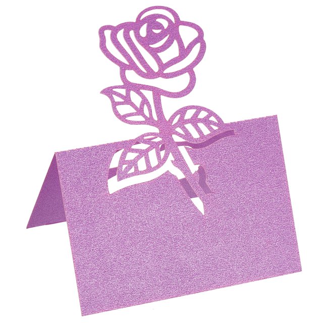 Unique Bargains Table Nom Place Cartes, 25pack Rose Coupe Conception Carte Vierge Violet