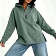 thumbnail image 6 of Yeaiivve Womens Side Slit Hoodie Quarter Zip Raglan Long Sleeve Pullovers Comfy Lightweight Fall Hoodies Daily Casual Hooded Tops L, 6 of 8