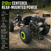 Zyliathor 212cc Gas Powered Off-Road Go Kart for Teens & Adults, Electric Start + Pull Start, Forward Neutral Reverse, CVT Automatic, LED Headlight, AT19x7-8 Tire, 8-Inch Steel Wheel（Red）