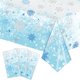 thumbnail image 4 of Mantel de plástico con estampado de copos de nieve | Decoración para fiestas de invierno | Mantel desechable de polietileno para Navidad y cumpleaños | 274 x 137 cm, diseño de nieve azul, 4 of 4