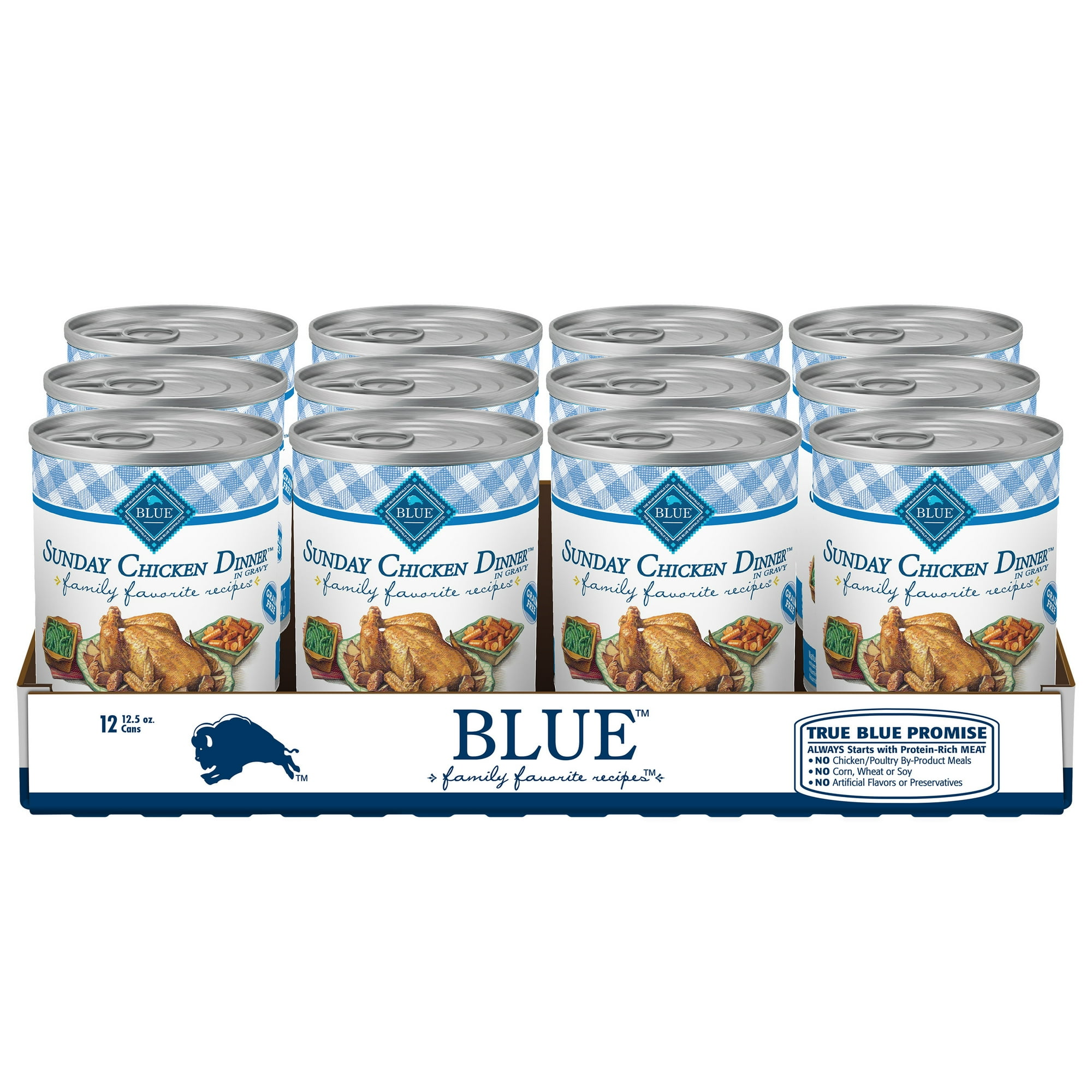 Blue Buffalo Family Favorites Natural Adult Wet Dog Food, Sunday Chicken 12.5-oz can (Pack of 12)