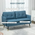 thumbnail image 4 of HOMCOM Causeuse pour Chambre, Meuble Moderne pour Petits Espaces avec Capitonnage à Boutons, Rembourrée, Enfants, Bleu Foncé, 4 of 10