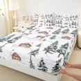 thumbnail image 3 of Manfei Safari Deer Queen Sheet Sets,Rustic Far,House Cabin Flat Sheet,Green Pine Tree Queen Fitted Sheet For Boys Teens,Microfiber Bedroom Decor,4pcs, 3 of 7