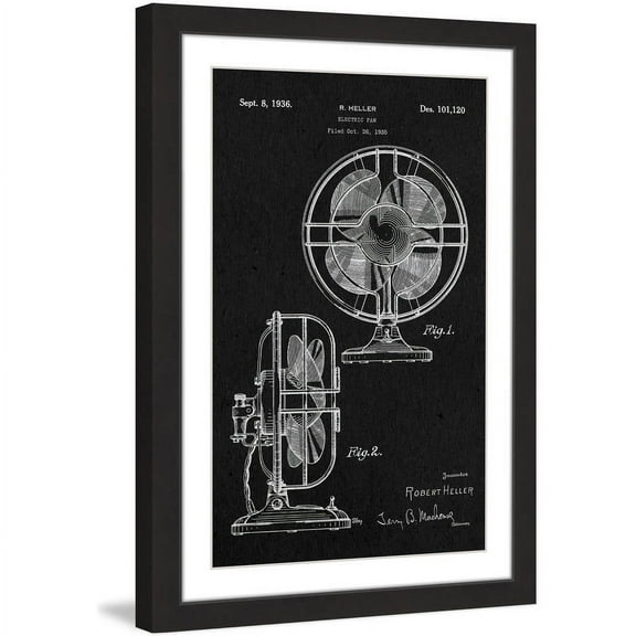 "Electric Fan 1935 Black Paper" Framed Painting Print