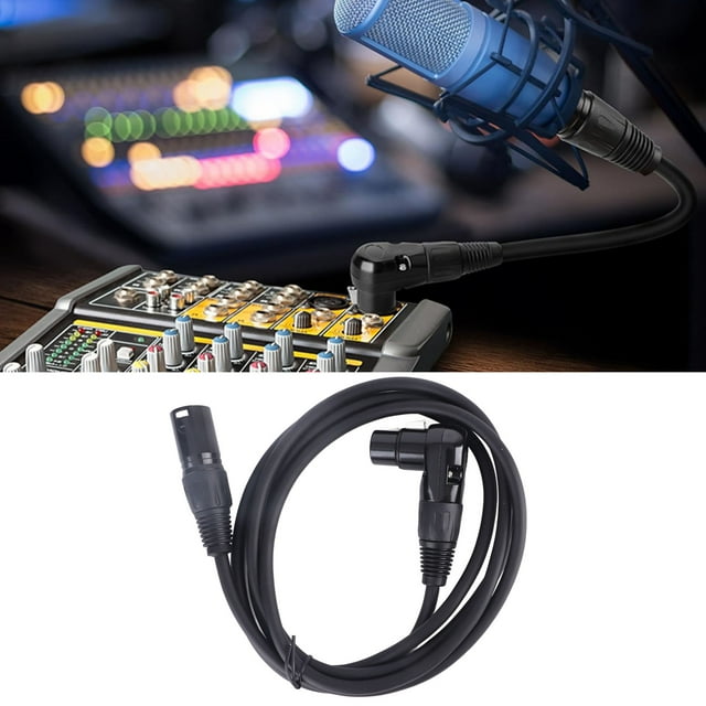 2PCS XLR Microphone Extension Cable Adapter, 90 XLR Female to Straight XLR Male Cable, PVC 3 Pin Mic Connector for Speaker Recording Studio