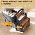 thumbnail image 2 of Ktaxon Rolling File Cabinet with Wheels Side Bag, Fabric Drawers Printer Stand for Home Office, Fits Letter Size, Brown, 2 of 9