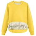 thumbnail image 5 of Women's Sherpa Lined Sweatshirts Warm Winter Fleece Crewneck Pullover Thermal Casual Soft Long Sleeve Thick Tops Yellow S, 5 of 8