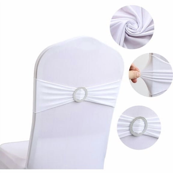 60 Pack Stretch Spandex Chair Sashes with Slide Buckle for Wedding, Spandex Chair Cover Bands for Folding Chairs, Banquet Decorations (White)