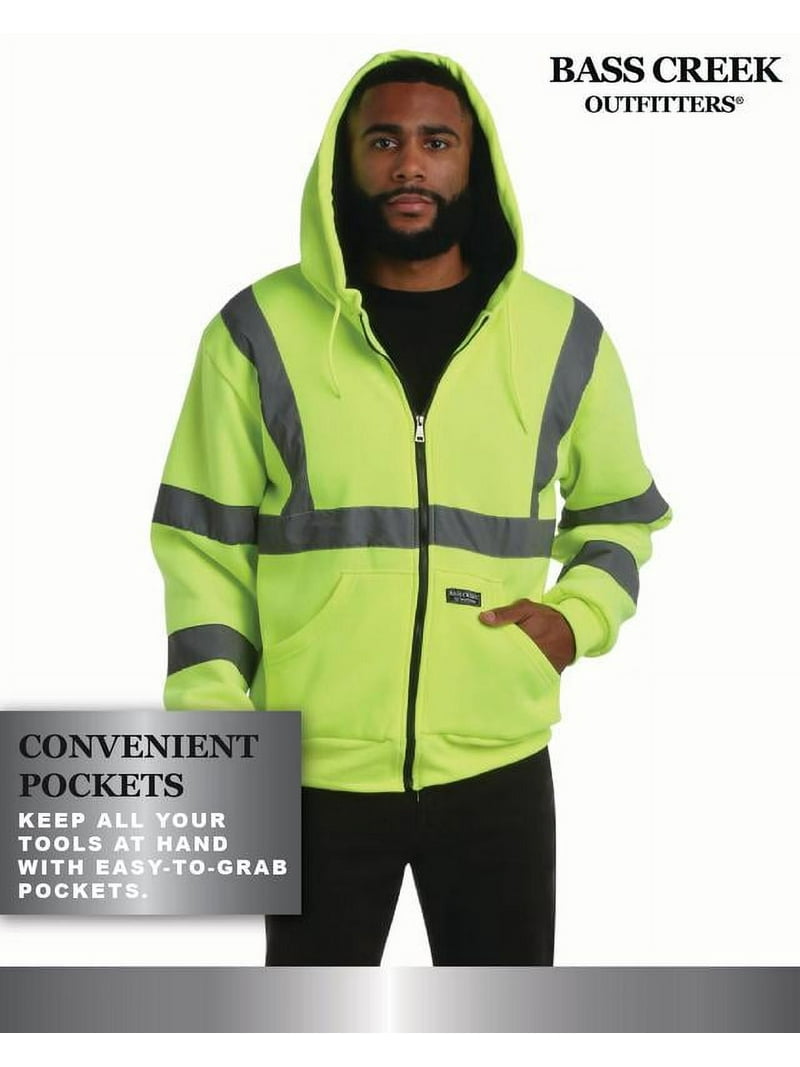 Bass Creek Outfitters Mens High Vis Hoodie - ANSI Class 3 Sherpa