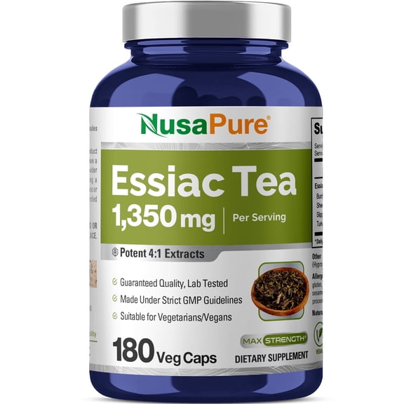 NusaPure Essiac Tea Capsules, 1350 mg, 180 Veg Capsules (Non-GMO, Vegan)
