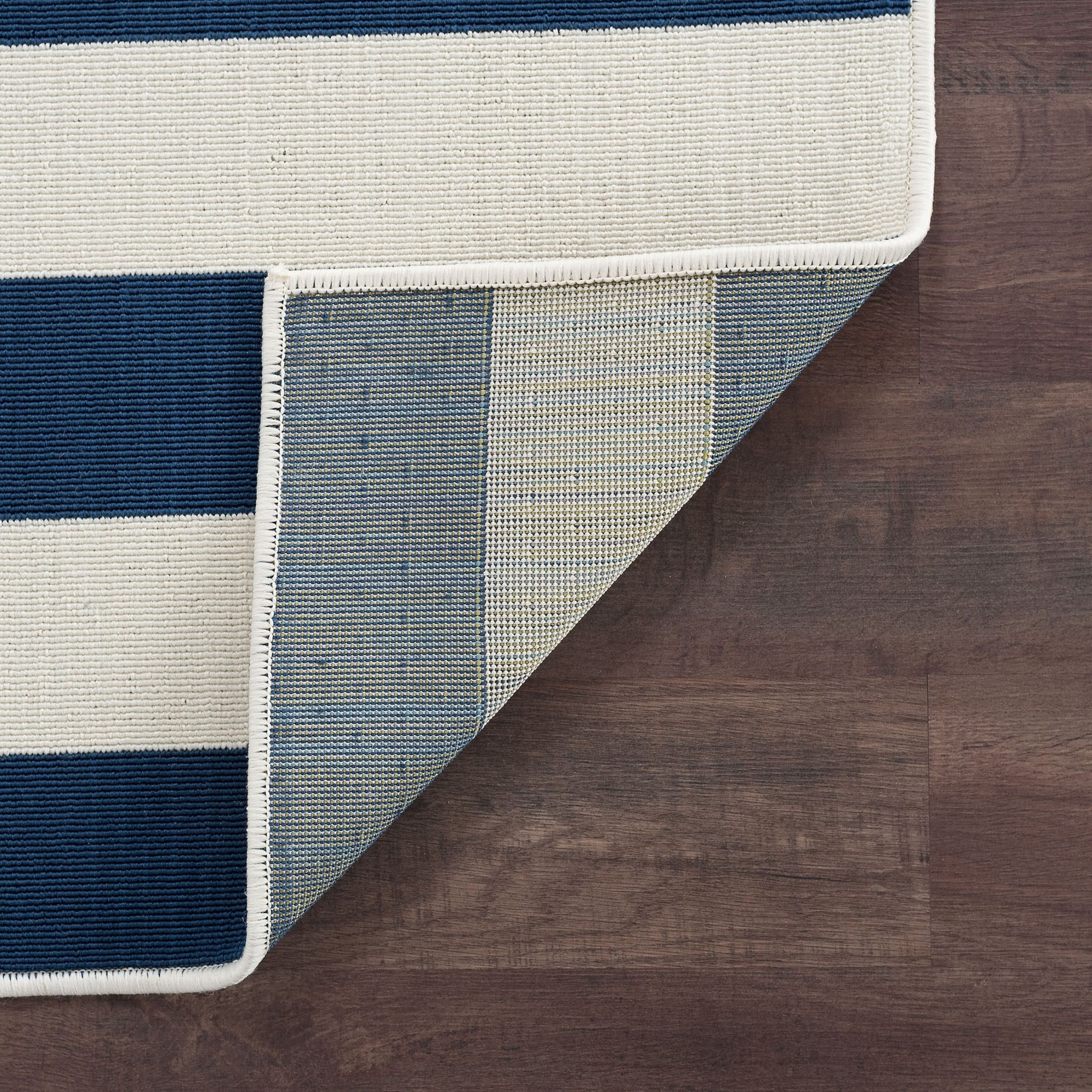 5x8 Water Resistant, Indoor Outdoor Rugs for Patios, Front Door Entry, Entryway, Deck, Porch, Balcony | Outside Area Rug for Patio | Navy, Stripe | Size: 5'3'' x 7'3''