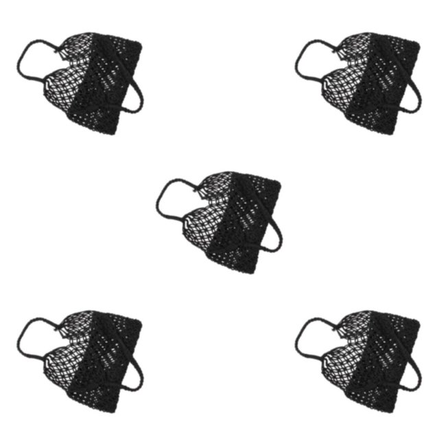 kurtrusly Fashionable And Functional Straw Beach Bag For Any Occasion Space-saving Blended Straw Handbag black 5Set