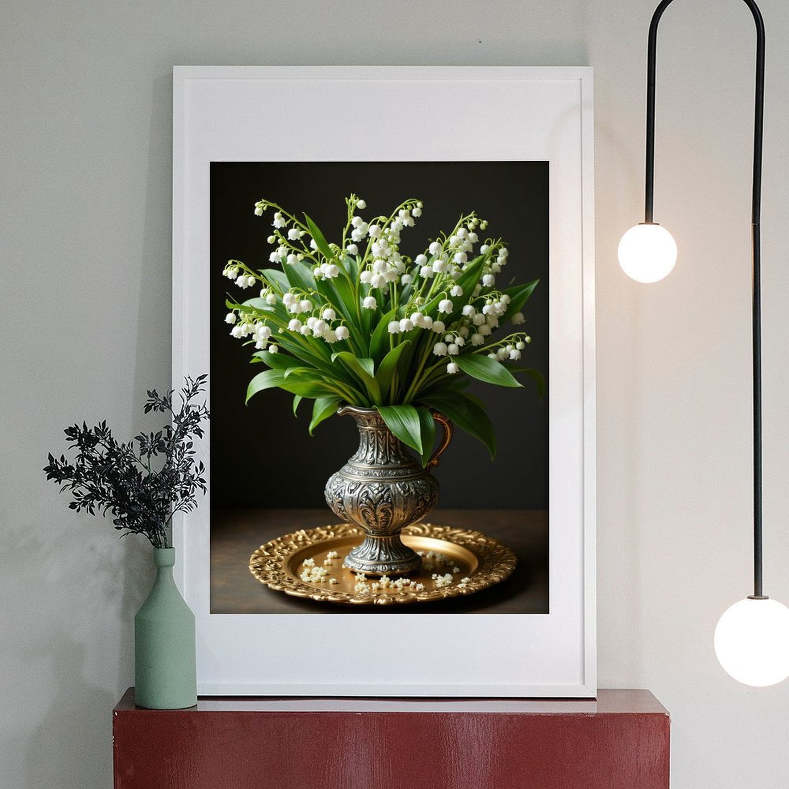 Diamond Art Kits for Adults - 5d Lily Of The Valley In Silver Vase Diamond Painting for Adults, Diamond Art for Adults Beginners, Diamond Painting Kits for Adults for Home Wall Decor
