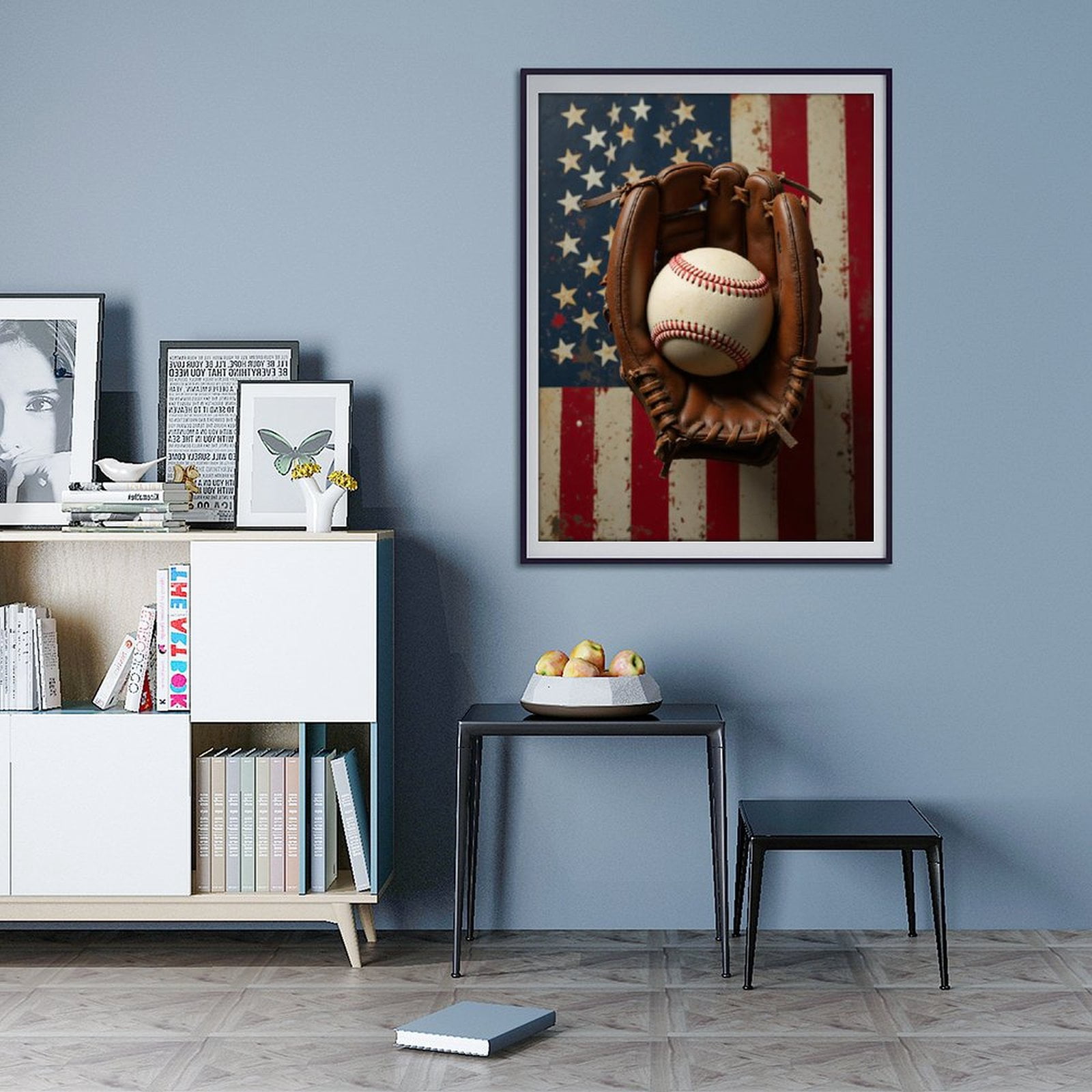 Diamond Art Kit for Adults, Baseball Glove Patriotic Background Diamond Painting for Adults Beginners, DIY Diamond Art Painting Kits, 5D Diamond Painting Crafts for Home Decor 12x16 Frameless