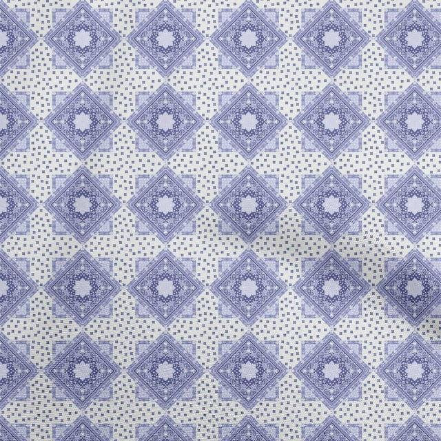 oneOone Rayon White Fabric Asian Block Craft Projects Decor Fabric Printed By The Yard 56 Inch Wide