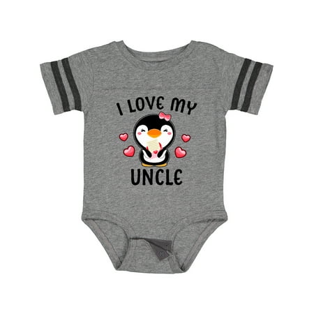 

Inktastic I Love My Uncle with Cute Penguin and Hearts Gift Baby Girl Bodysuit