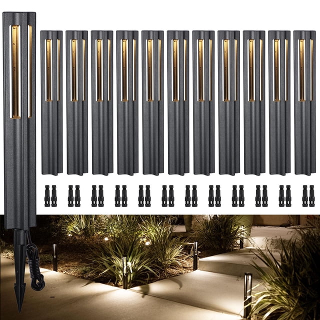 LEONLITE Paquete de 12 Lámparas LED para Senderos de 3W 12-24V IP65 Negra