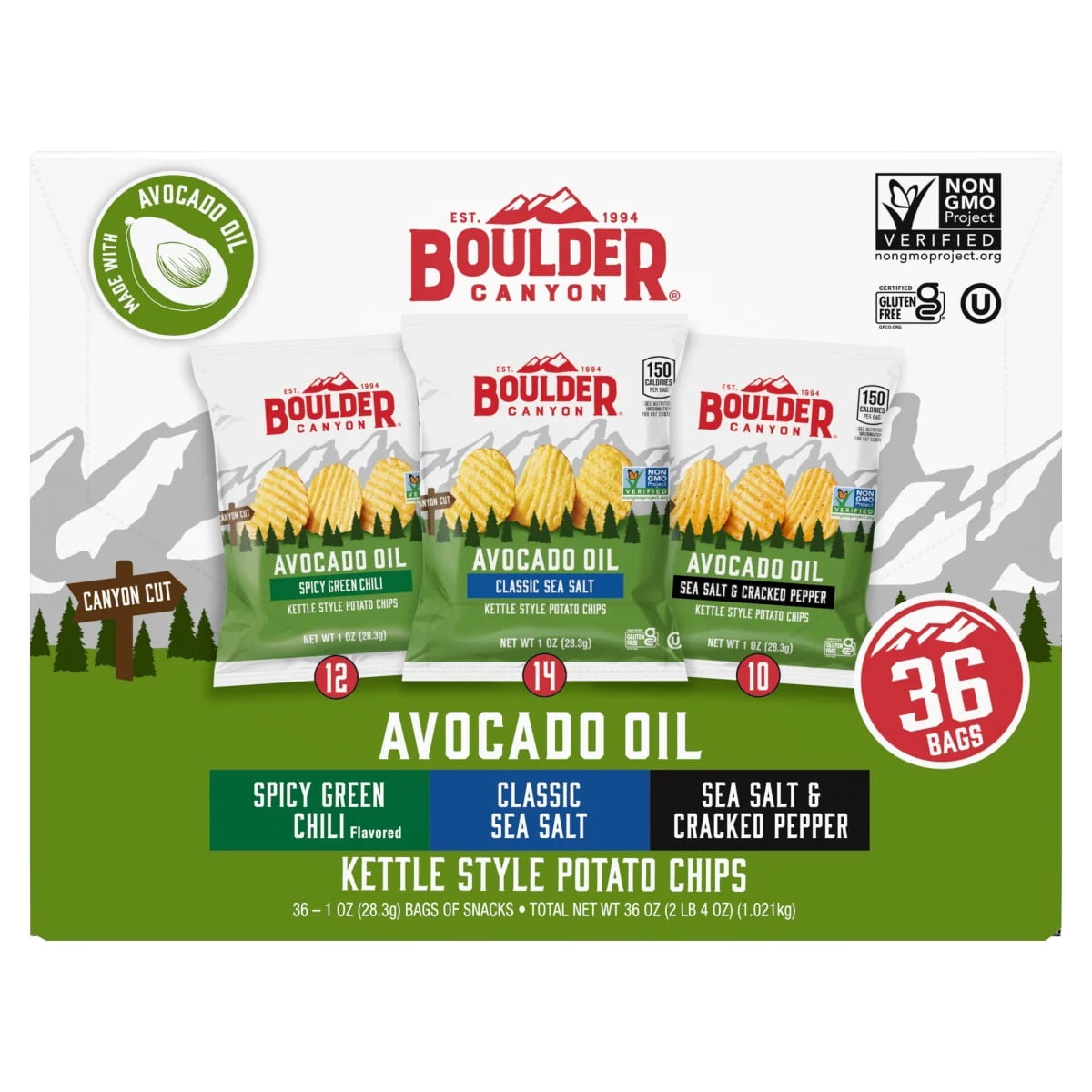 36 oz Boulder Canyon Avocado Oil Variety Pack - 36 Ct