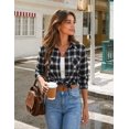 thumbnail image 4 of Zeagoo Womens Plaid Flannel Shirts Long Sleeve Button Down Blouse Cotton Fall Tops, 4 of 6