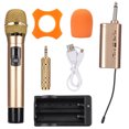thumbnail image 1 of Micrófono inalámbrico de mano UHF con batería de litio y mini receptor Bluetooth, US 100-240V, dorado, 1 of 5
