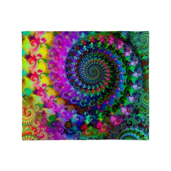 CafePress - Psychedelic Rainbow Fractal Pattern Throw Blanket - Soft Fleece Throw Blanket, 50"x60" for All Ages