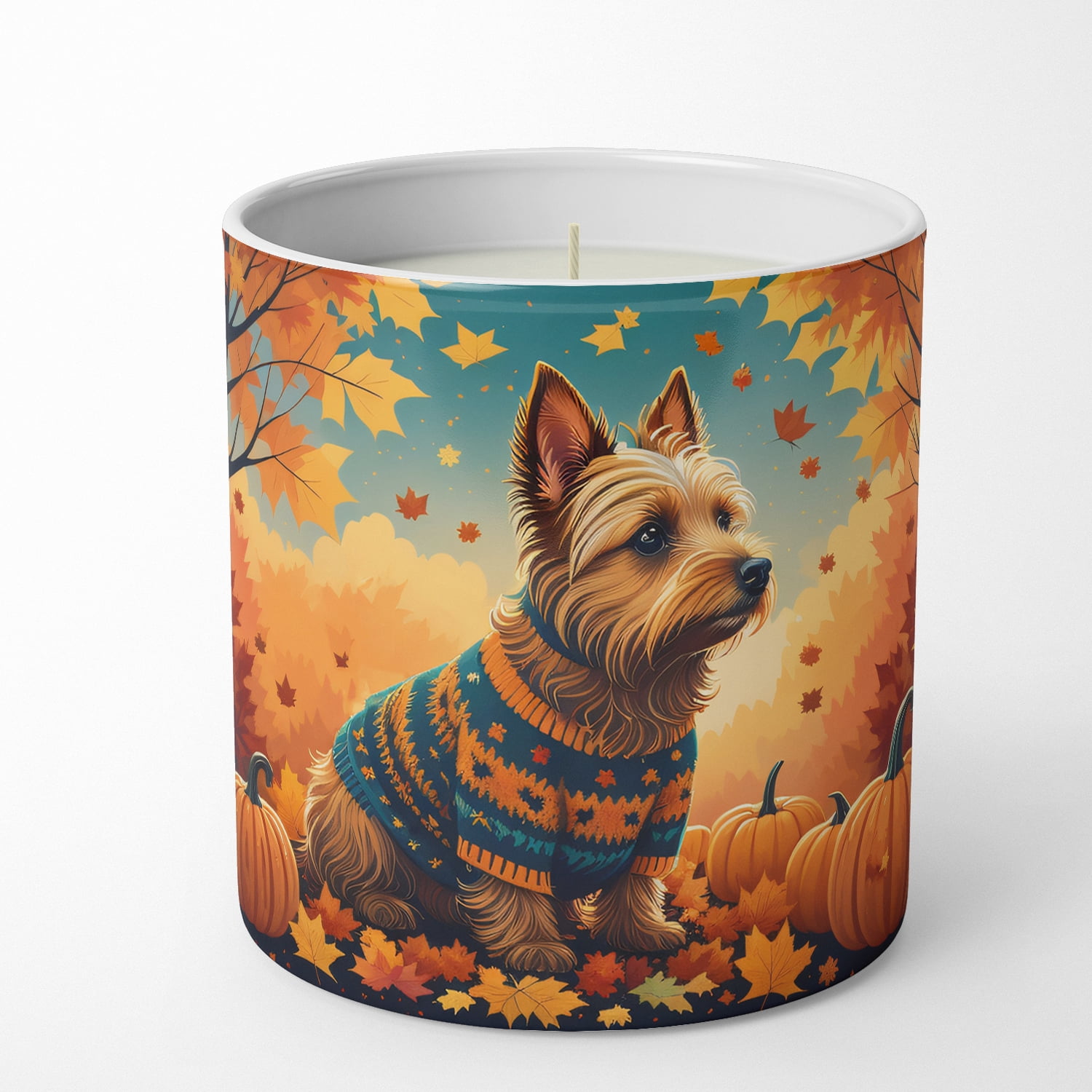Carolines Treasures DAC1010CDL 10 oz Unisex Australian Terrier Terrier Fall Decorative Soy Candle
