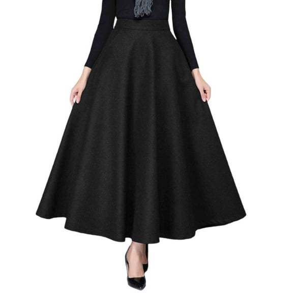 TIANZEN Winter Autumn Blend Midi Skirt With Elegant Flared Hem Versatile A Line Outfit For Casual Party Wear Girls Skirts Bed Skirt Full