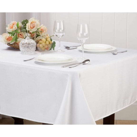 Matilda White Jacquard Fabric Tablecloth 70 Round