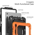 thumbnail image 5 of Case for Samsung Galaxy Tab S9 11.0 Inch SM-X710 with Screen Protector, 360 Degree Rotating Kickstand Hand Strap Heavy Duty Shockproof Cover with Shoulder Strap, Orange, 5 of 7