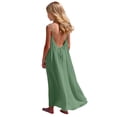 thumbnail image 4 of CCRFTGI Sleeveless Dresses for Children Girls Size 8 Cute Cami Backless Lounge Dresses 2026 Summer Spaghetti Strap Loose Fit Flowy Vacation Dresses Light Green 9-10 Years, 4 of 7