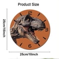 thumbnail image 2 of ZXCXRQFa Dinosaurs Retro Round Wood Wall Clock, 10 Inch Battery Operated Analog Quiet Desk Clock for Home,Kitchen,Office,School,Bathroom, 2 of 7