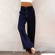 thumbnail image 2 of Pantalones palazzo de lino de cintura alta y pierna ancha para mujer, con cordón y bolsillos, 2 of 6
