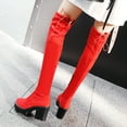 thumbnail image 5 of Fesfesfes Fuzzy Boots for Women Winter Suede Over The Knee Thick High Heel Round Toe US:9(42), 5 of 7