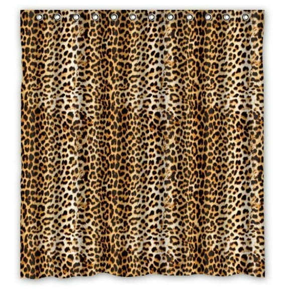 Libin Leopard Animaleds Shower Curtain Polyester Fabric Bathroom Decorative Curtain Size 66x72 Inches