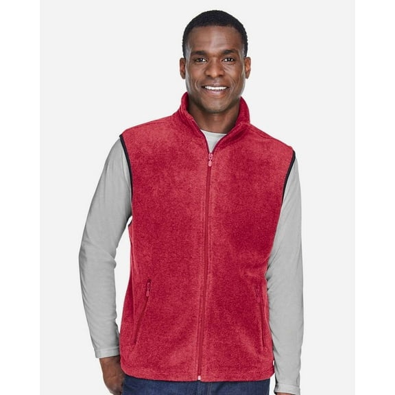 Harriton M985 Unisex Fleece Full-Zip Vest-Red-S