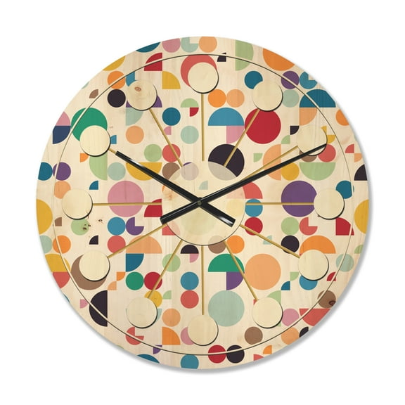 Designart 'Abstract Retro Circular I' Mid-Century Modern Wood Wall Clock