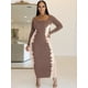 thumbnail image 2 of Vestido de otoño-invierno 2024 para mujer, vestido informal ajustado para oficina, vestido retro elegante con cuello redondo, cintura alta, manga larga, vestido de fiesta, 2 of 5