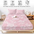 thumbnail image 5 of Twin XL Size Fitted Sheet Set - Pink Floral 2 Piece Bedding Sets 16" Deep Pocket Fitted Sheet with 1 Pillowcases, Spring Flowers Leaves Rustic Farmhouse Brushed Microfiber Hotel Luxury Bed Sheets, 5 of 9