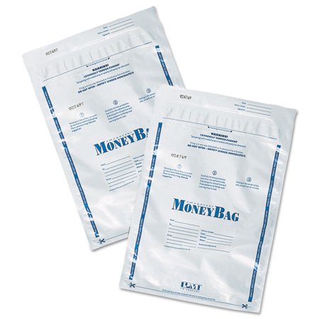 SecurIT Tamper-Evident Deposit Bag Plastic, 9 x 12, White, 100/Pack