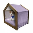 thumbnail image 1 of Checkered Pet House, Purple and White Colored Gingham Checks Rows Picnic Theme Vintage Style Print, Outdoor & Indoor Portable Dog Kennel with Pillow and Cover, 5 Sizes, Purple White, by Ambesonne, 1 of 5