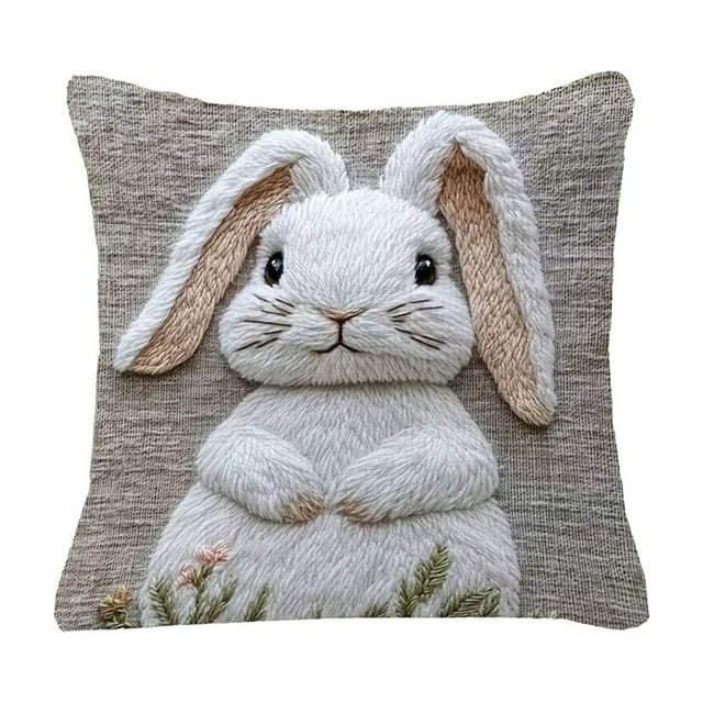 M Cute Little White Rabbits Printed Lumbar Pillow Pillowcase And Insert Removable Washable Back Cushion For Sofa Bed Office Nap Size M