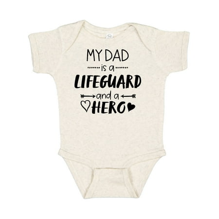 

Inktastic My Dad is a Lifeguard and a Hero with Hearts Gift Baby Boy or Baby Girl Bodysuit