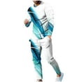 thumbnail image 2 of Wavsuf 2pcs Jogger Set Men Long Sweatsuits Sets for Mens Tight Shirt Sweatshirt and Sweatpants Sky Blue Size S, 2 of 7