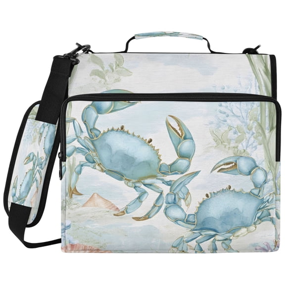 ALAZA Zipper Binder Crabs in Ocean Pattern 2 inch 3 Ring 500 Sheet Capacity Trapper Keeper File Folder Organizer Bag
